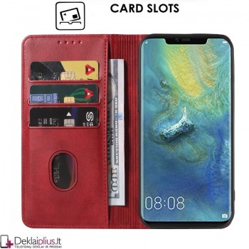 Dirbtinės odos atverčiamas dėklas su skyreliais - raudonas (Huawei Mate 20 Pro) Dirbtinės odos atverčiamas dėklas su skyreliais - raudonas (Huawei Mate 20 Pro)